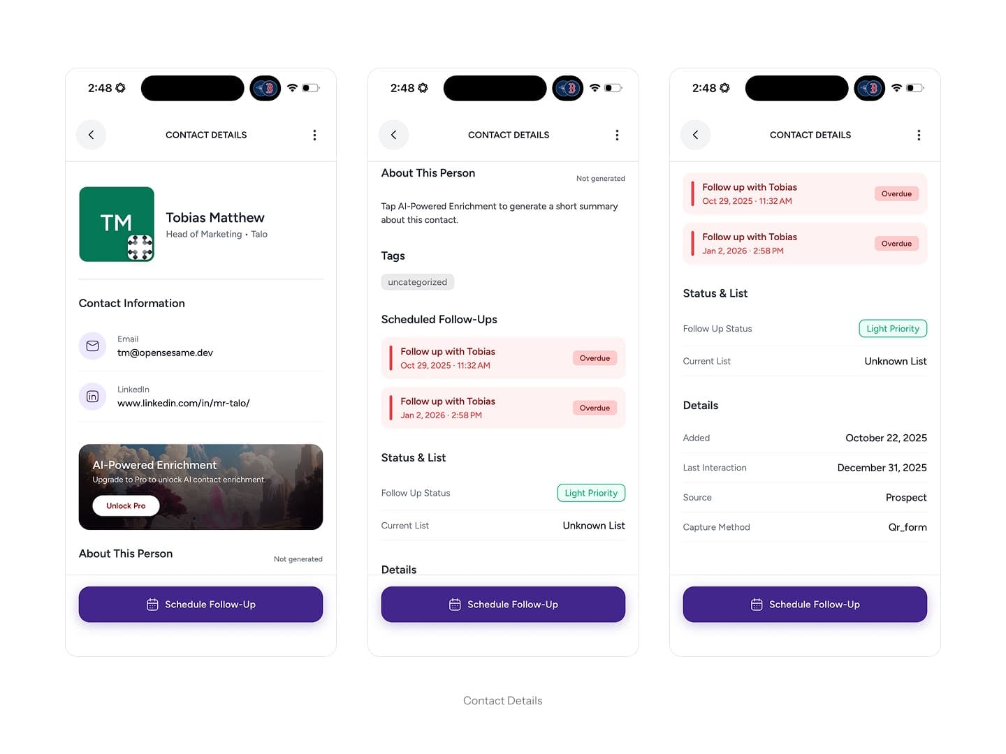 Kontextual mobile contact detail