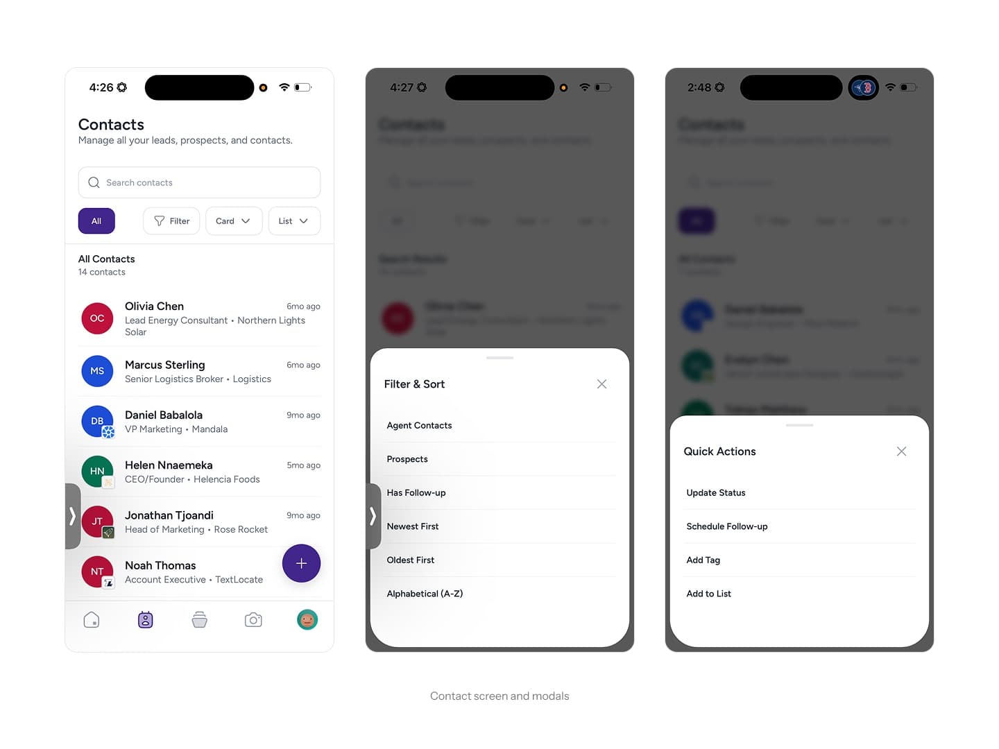 Kontextual mobile contact view