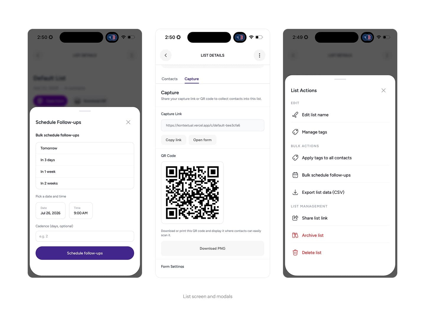 Kontextual mobile list details