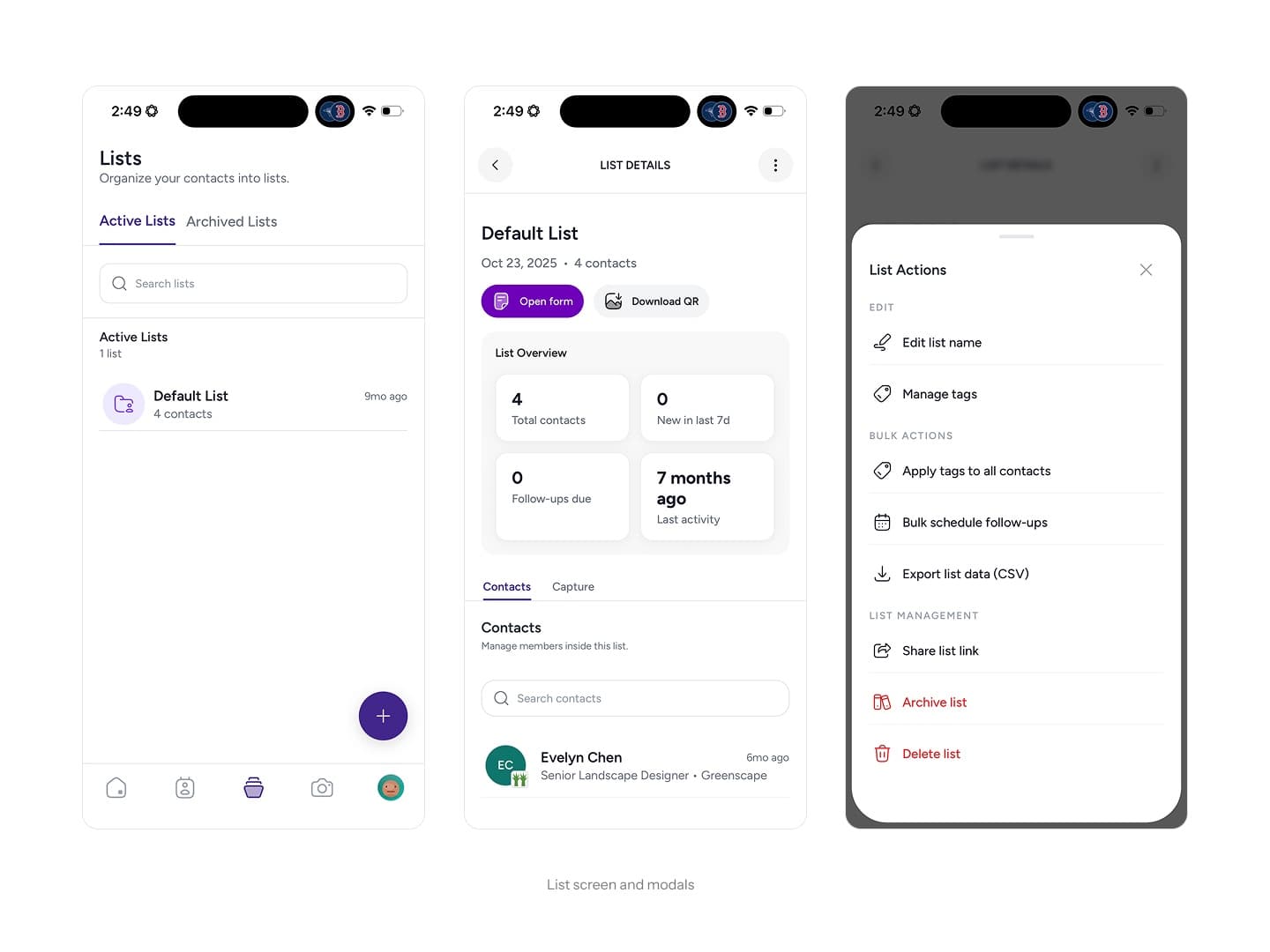 Kontextual mobile lists