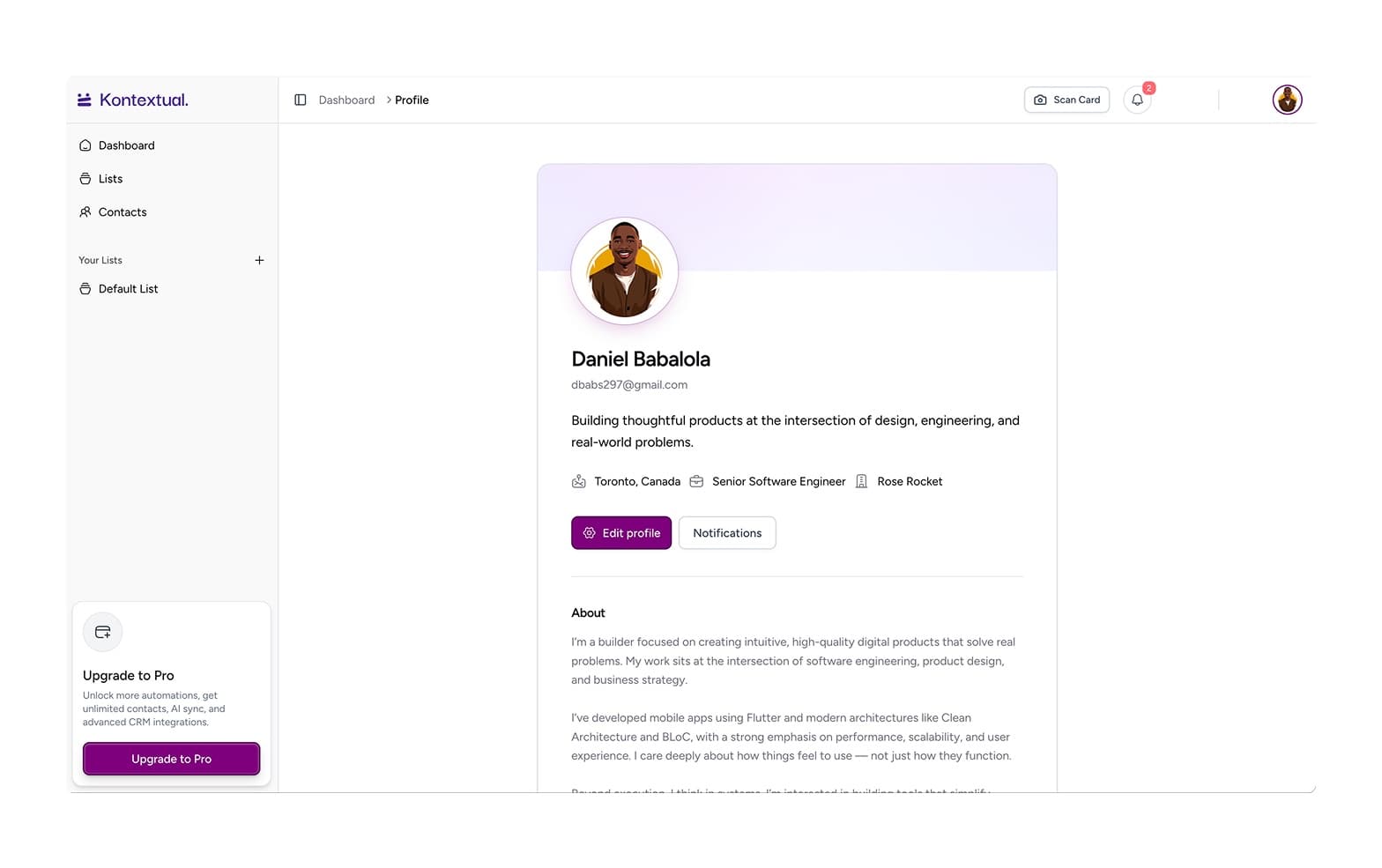Kontextual profile settings